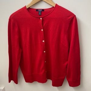 Chaps red front open sweater